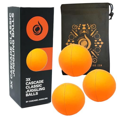 3 x Pro 115 g Cascade Neon Classic Jonglierbälle - Thud Jonglierbälle & Tasche - Set mit 3 Jonglierbällen (Orange) von Cascade Juggling