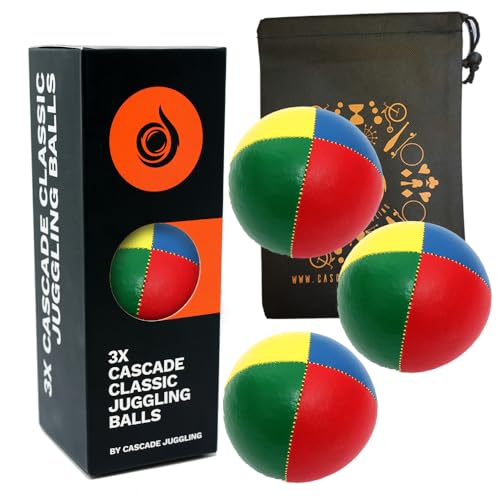 3 x Pro 115g Cascade Classic Jonglierbälle – Thud Jonglierbälle & Tasche – Set mit 3 Jonglierbällen – Mehrfarbig von Cascade Juggling