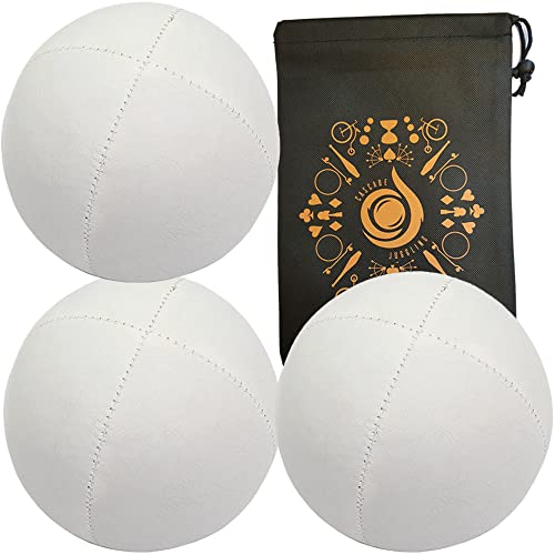 3 x Pro Cascade XL Jonglierbälle 180 g – große Qualität Thud Jonglierbälle & Tasche – Set mit 3 Jonglierbällen (weiß) von Cascade Juggling