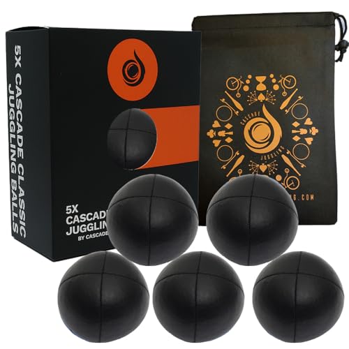 5 x Pro 115g Cascade Classic Jonglierbälle - Thud Jonglierbälle & Tasche - Set mit 5 Jonglierbällen (Schwarz) von Cascade Juggling