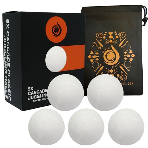 5 x Pro 115g Cascade Classic Jonglierbälle - Thud Jonglierbälle & Tasche - Set mit 5 Jonglierbällen (weiß) von Cascade Juggling