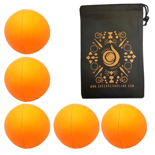 5 x Pro 115g Cascade Neon Classic Jonglierbälle - Thud Jonglierbälle & Tasche - Set mit 5 Jonglierbällen (Orange) von Cascade Juggling