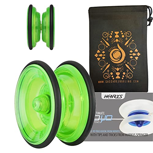 Cascade Juggling Henrys Lizard YoYo – hochwertiges Anfänger-YoYo – inklusive Jo-Jo-Schnur, Trickbuch-Tasche (grün) von Cascade Juggling