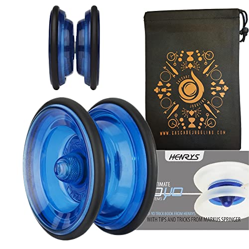 Cascade Juggling Henrys Lizard YoYo – hochwertiges Anfänger-YoYo – inklusive Jo-Jo-Schnur, Trickbuch-Tasche (blau) von Cascade Juggling