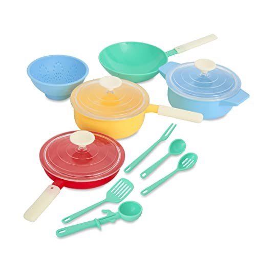 Casdon Pfannen-Set, Spielzeug-Pfannen-Set für Kinder ab 3 Jahren, Pastellfarben, Pfannen und Utensilien für fantasievolles Spielen von Casdon