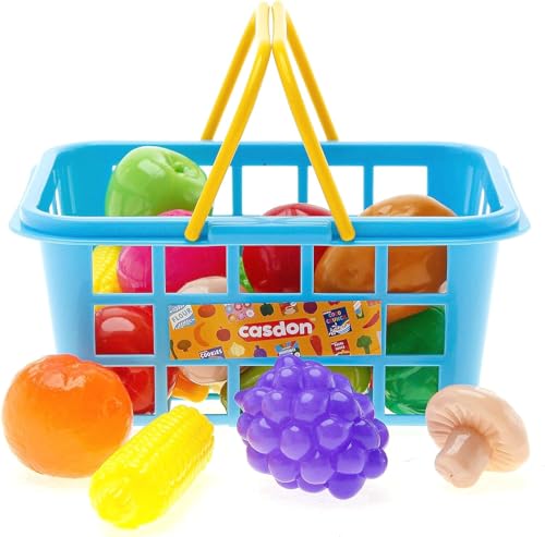 Casdon 63301 Sortierter Spielzeugkorb mit Obst & Gemüse für Kinder ab 2 Jahren Perfekt zum Spielen von Geschäften, Mehrfarbig, Einheitsgröße von Casdon