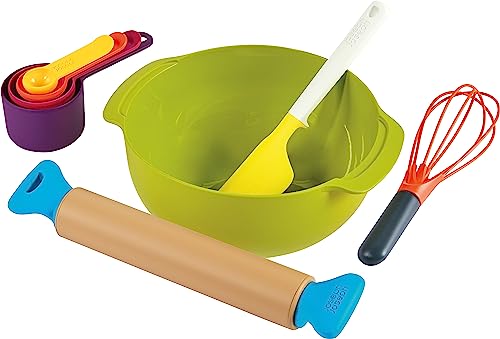 Casdon Joseph Joseph Bake | Spielzeug-Küchen-Backset für Kinder ab 3 Jahre | Mit beweglichem Nudelholz für fantasievolles Spielen!, Weiss/Opulenter Garten von Casdon