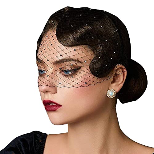 Casiler Frauen Klassisch Schickes Vogelkäfig Gesicht Schleier Faszinator Braut Hairband Tea Party Kopfbedeckung Kostüm Kopfbedeckung Formelles Kleid von Casiler