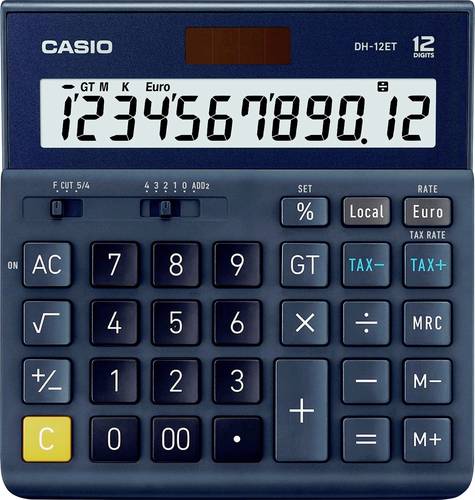 Casio DH-12ET Tischrechner Dunkelblau Display (Stellen): 12solarbetrieben (L x B) 101mm x 159mm von Casio