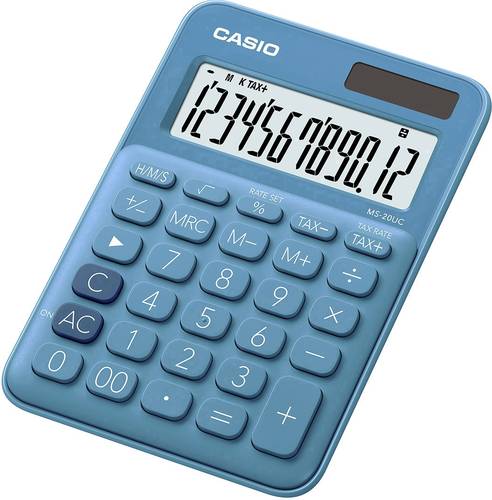 Casio MS-20UC-BU Tischrechner Blau Display (Stellen): 12solarbetrieben, batteriebetrieben (B x H x T von Casio