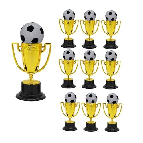 Casstad 10 Stück Mini-Trophäen mit Mini-Fußball, Goldene Trophäe für Partygeschenke, Requisiten, Belohnungen von Casstad
