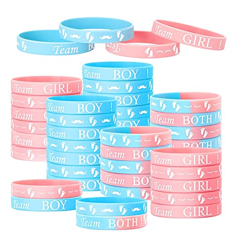 Casstad Gender Reveal Armbänder, inklusive Team Boy Armbänder und Team Girls Armbänder für Gender Reveal Party (40 Stück) B von Casstad