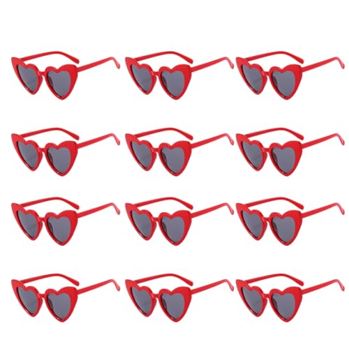 Casstad Herzförmige Sonnenbrille für Hochzeiten, Junggesellenabschiede, Brille für Brautjungfern, Trauzeugen, Geschenke für Trauzeugen, Rot von Casstad