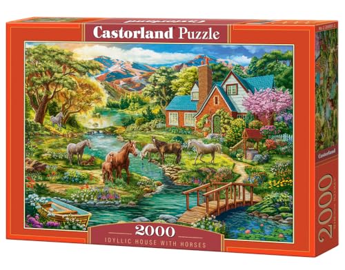 CASTORLAND 2000 Teile Puzzles, Idyllisches Haus mit Pferden, Landschaft, ländliche Ansicht, Erwachsenenpuzzle, Castorland C-200931-2 von Castorland