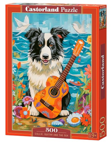 CASTORLAND 500 Teile Puzzles, Collie, Gitarre und das Meer, Tierpuzzle, Hund, Haustiere, Erwachsenenpuzzle, Castorland B-54008 von Castorland