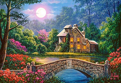 Castorland C-104208-2 Cottage in The Moon Garden, 1000Te Puzzle, bunt von Castorland