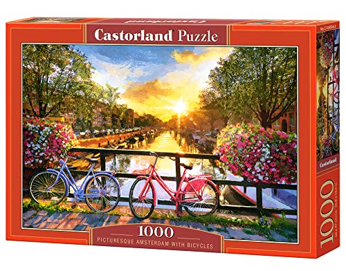 Castorland C-104536-2 Picturesque with Bicycles 1000 Piece Jigsaw Biber Puzzle pièces : Amsterdam en vélo, Mehrfarbig von Castorland