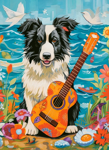 Castorland Collie, Gitarre und Meer 100 Teile Puzzle Castorland-111268 von Castorland