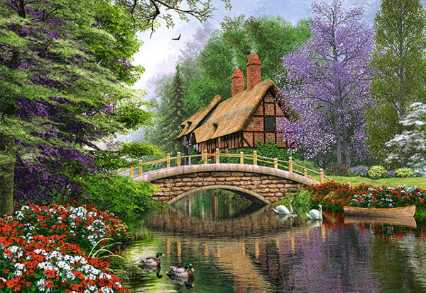 Castorland Dominic Davison: Landhaus am Fluss 1000 Teile Puzzle Castorland-102365 von Castorland