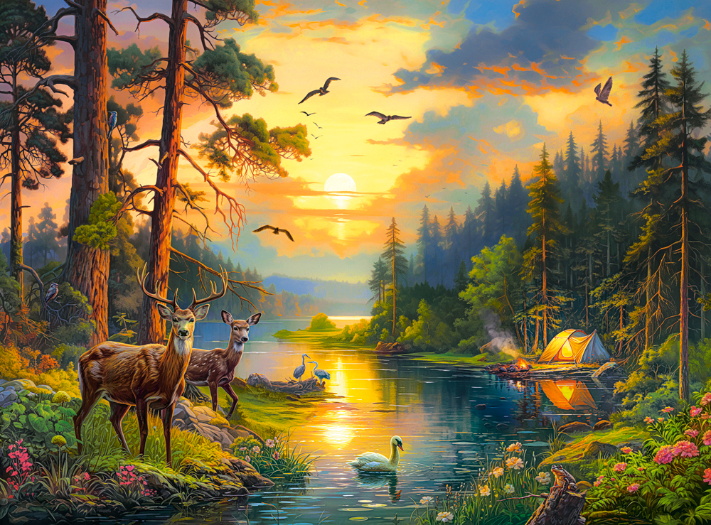 Castorland Sonnenuntergang am Forest River 3000 Teile Puzzle Castorland-300686 von Castorland