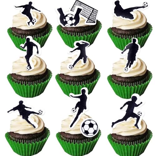 Catelves Fussball Tortendeko Essbar,48 Stück Essbare Fussball Kuchen Deko Geburtstag Junge,Fussball Deko Torte Essbar,Essbare Tortendeko Fußball Geburtstag Deko,Tortenaufleger Fussball Cake Topper von Catelves