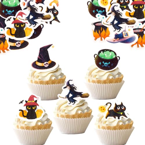 Catelves 48 Stück Hexe Tortendeko Essbar, Esspapier Halloween Cupcake Deko 6 Stile,Essbare Halloween Tortendeko Geburtstag, Essbare Hexe Kuchen Deko für Horror Party,Halloweenparty Zubehör Catelves 48 Stück Hexe Tortendeko Essbar, Esspapier Halloween Cupcake Deko 6 Stile,Essbare Halloween Tortendeko Geburtstag, Essbare Hexe Kuchen Deko für Horror Party,Halloweenparty Zubehör von Catelves