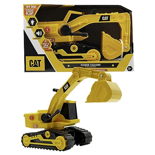 CatToysOfficial | CAT Construction 29,5 cm Power Haulers Bagger Spielzeug | Echte Lichter & Geräusche, Bewegungsangetrieben, Arbeitsfunktionen | Interaktive Baustellenfahrzeuge Kinder ab 3 Jahre von CAT