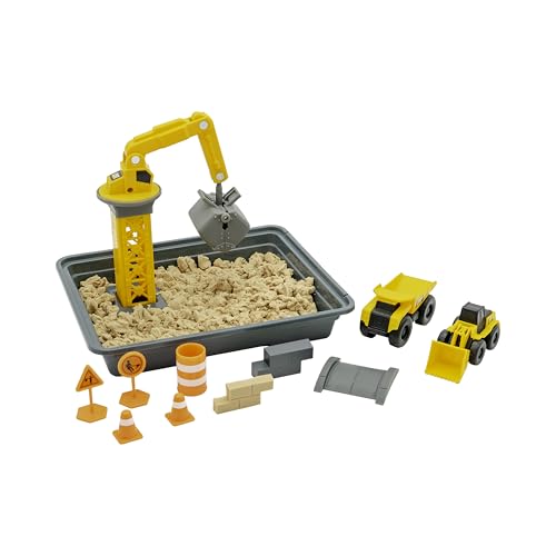 CAT Baustellenfahrzeuge Kinder Spielzeug | Dig N' Build Bausand Spielset mit 340 Gramm Sandmischung & Aufbewahrungsbehälter | Kinetischer Sand Baustellen Sandspielzeug Set & Geschenke ab 3 Jahren von CAT