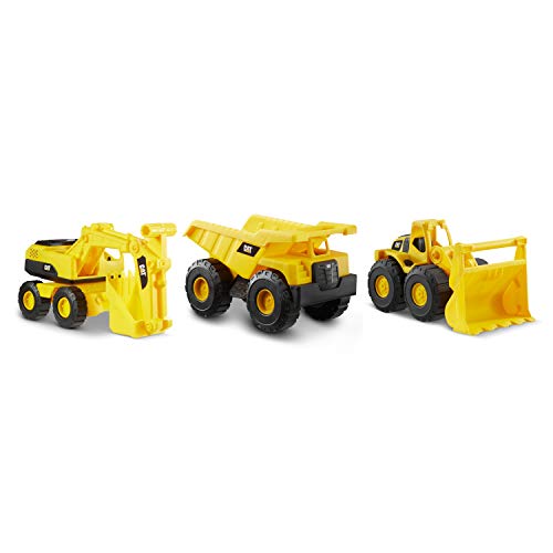 Caterpillar - Set mit 3 Fahrzeugen, 25 cm – LKW Benne, Bagger und Frontlader, Gelb von CAT