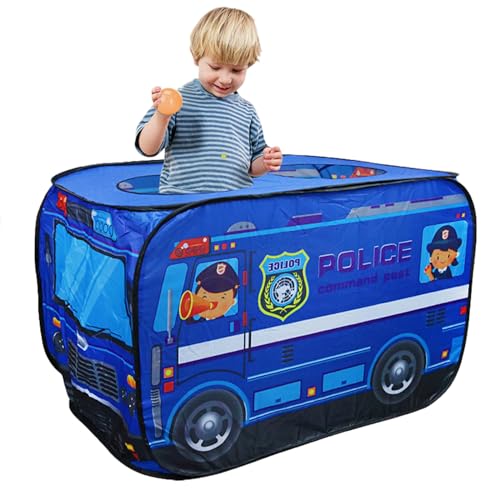 Cathpetic Auto Zelt für Kinder,Faltbares Spielzelt,Kinderspielhaus für Drinne,Indoor Outdoor Spielspielzeug für Kinder,Blauer Polizeiwagen von Cathpetic