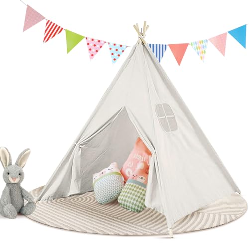 Cathpetic Tipi Zelt für Kinder,Kinder Spielzelte,Kinderzelt für Drinnen Outdoor,Spielzimmer für Kinder,Mehrzweckzelte für den Innen und Außenbereich,Weiß von Cathpetic