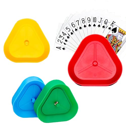 4 Stück Kartenhalter Kinder Card Holder Spielkartenhalter Kartenständer Kartenspiel Freisprech Dreieckiger Spielkartenhalter Kunststoff Spielkarten Halter für Senioren Erwachsene von Catrhood