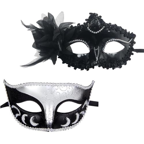 Venezianische Party-Masken für Paare, Maskerade-Ball-Masken für Paare, Karneval, Halloween-Kostüm, Karnevalsmasken für Damen, Herren, Karneval, Partykleid, 2 Stück von CavspkArt