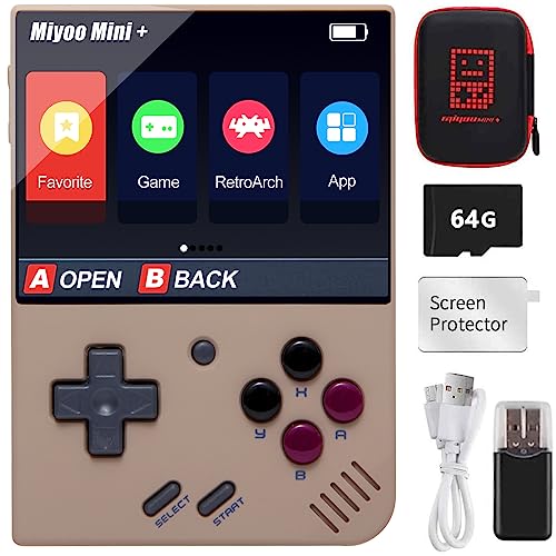 Handheld-Spielekonsole für Miyoo Mini Plus mit Aufbewahrungskoffer, 3,5 Zoll Retro-Video, tragbar, wiederaufladbar, Open-Source-Spielekonsole, Emulato, eingebaute 128G TF-Karte & 15000+ Spiele.Support von Cawevon