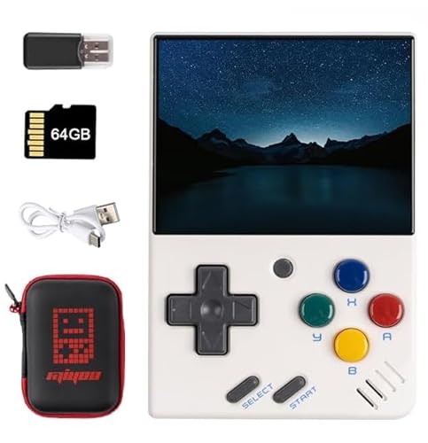 Mi-Yoo Mini V4 Handheld Retro Spielkonsole mit Aufbewahrungstasche, 2,8 Zoll IPS 750x560 Auflösung Bildschirm, tragbare Spielkonsole, 2000mAh Akku, integrierte 128GB TF-Karte & 11000+ Spiele (Weiß) von Cawevon