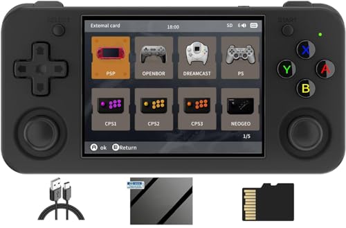 RG35XX H Handheld-Spielkonsole, 3,5 Zoll IPS-Bildschirm, Retro-Videospielkonsole, integrierte 64 + 128 G TF-Karte, 10000+ Spiele, unterstützt 5G WiFi, Bluetooth, HDMI-TV-Ausgang von Cawevon