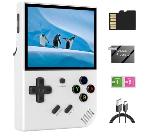 RG35XX Plus Handheld Gaming-Konsole 3.5 IPS Display Display Retro Video Spielkonsole 64g + 128g TF Karte und 5500+ Classic Gaming, Built-in 3300mAh Akku, Support 5G WLAN und Bluetooth 4.2(White, von Cawevon