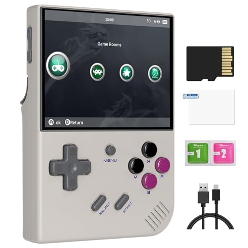 RG35XX Plus Handheld Gaming Konsole mit 3,5 Zoll IPS-Display, 64G + 128G TF Karte und 10000+ Classic Gaming, Eingebaute 3300mAH Batterie, Unterstützung 5G WiFi und Bluetooth 4.2 von Cawevon