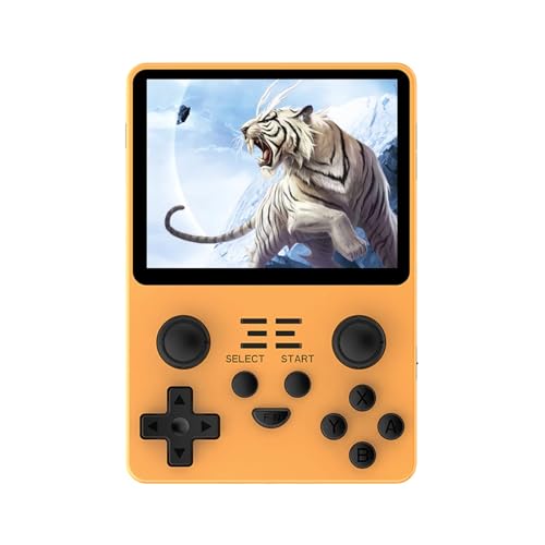 RGB20S Retro Handheld-Spielkonsole, 3,5-Zoll-IPS-Bildschirm 3500-mAh-Akku Videospielkonsole mit 128 GB TF-Karte, 25.000 vorinstallierten Spielen, Linux System Spielekonsole (RGB20S, Gelb, 128G) von Cawevon