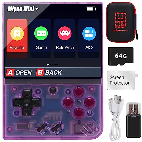 Tragbare Spielkonsole für Miyoo Mini Plus mit Aufbewahrungstasche, 3,5 Zoll (8,9 cm), tragbar, Retro, Open Source, Emulator, integrierte 64G-TF-Karten und mehr als 10.000 Spiele, unterstützt WLAN von Cawevon