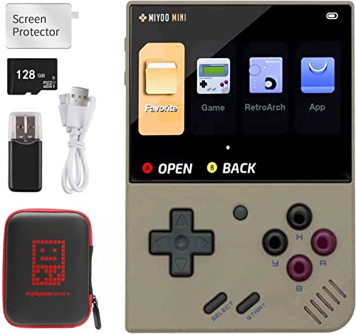 Mi-Yoo Mini Plus Handheld Retro Spielkonsole, integrierte 128G TF Karte, über 15.000 Klassische Spiele, 3,5 Zoll IPS Bildschirm, unterstützt WLAN, mit Aufbewahrungstasche (Grau, 128) von Cawevon