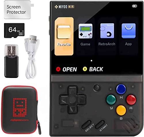 Mi-Yoo Mini Plus Handheld Retro Spielkonsole, integrierte 64G TFKarte, 7.000 Klassische Spiele, 3,5 Zoll IPS Bildschirm, unterstützt WLAN, mit Aufbewahrungstasche(Schwarz, 64) von Cawevon