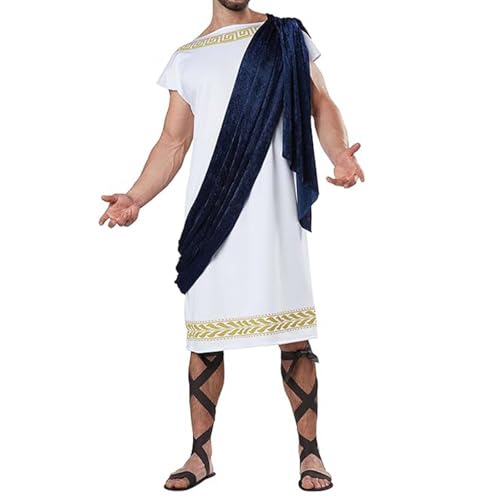 Caxndycing Griechische Göttin Kostüm Römische Toga Erwachsene Kaiserin Faschingkostüm Griechischer Gott Tunika Robe Kaftan Griechischer Gott Karneval Kostüm von Caxndycing