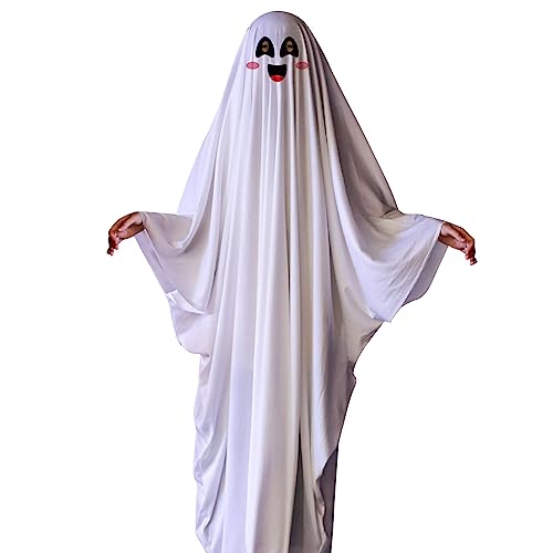 Caxndycing Halloween Geister Kostüm für Erwachsene Gespenst Ghoul Outfits Kaputze Halloween Teufel Umhang Horror Animierte Stehendes Skelett Geist Kleidung Fasching Karneval Cosplay Oberteile von Caxndycing