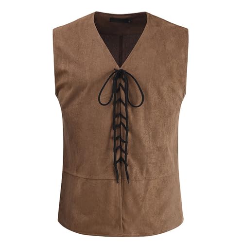 Caxndycing Mittelalter Kleidung Herren Weste Renaissance Pirate Kostüm Cosplay Top Vintage Halloween Costume Steampunk Kleidung Gothic Kostüm von Caxndycing