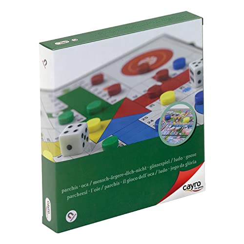 Cayro – Parcheesi und Gans – ab 5 Jahren – magnetisches Modell – Doppelbrettspiel für Kinder und Erwachsene – mit Schubladen zur Aufbewahrung der Chips – 2 bis 4 Spieler von Cayro