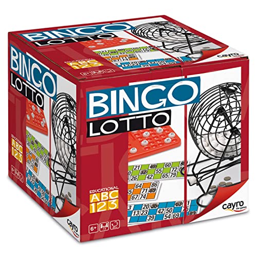 Cayro – Bingo – ab 6 Jahren – Lotto-Modell – lustiges Brettspiel – für Kinder und Erwachsene – Metalltrommel – inklusive 48 Karten – für 2 bis 8 Spieler von Cayro