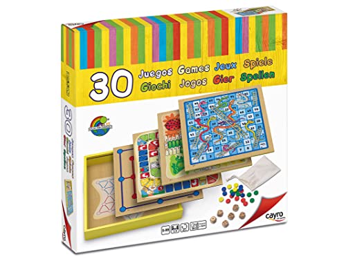 Cayro – Brettspiel aus Holz – 30 Verschiedene Spiele – Parcheesi, Gans, chinesische Dame oder das Treppenspiel – klassisches Brettspiel für Kinder und Erwachsene – Lernspiel von Cayro