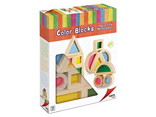 Cayro – Farbige Holzklötze – Bauklötze-Spiel für Kinder – Für Babys ab 18 Monaten – Lernspiel – Inspiriert von der Montessori-Methode - 8170 von Cayro