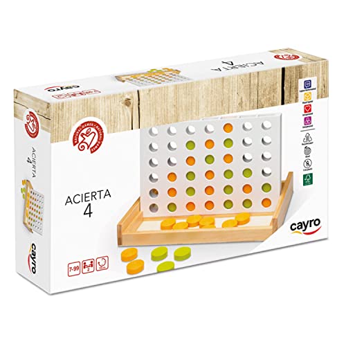 Cayro – Hit 4 – + 7 Jahre – Vertikales Modell von 4 in Einer Reihe – Brettspiel für Kinder und Erwachsene – grüne und orange Chips – ideal für 2 Spieler von Cayro